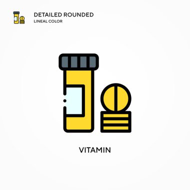 Vitamin vektör simgesi. Modern vektör illüstrasyon kavramları. Düzenlemesi ve kişiselleştirmesi kolay.