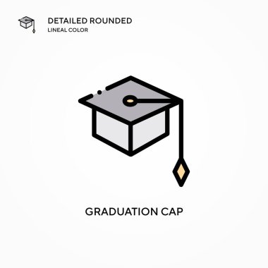 Mezuniyet şapkası vektör simgesi. Modern vektör illüstrasyon kavramları. Düzenlemesi ve kişiselleştirmesi kolay.