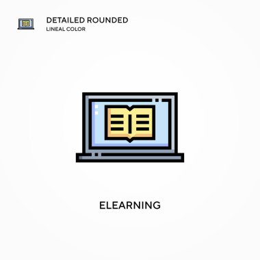 Elearning vektör simgesi. Modern vektör illüstrasyon kavramları. Düzenlemesi ve kişiselleştirmesi kolay.