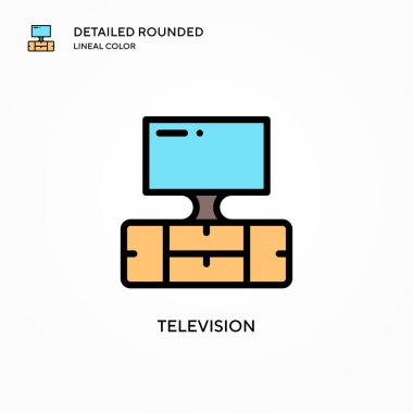 Televizyon vektör simgesi. Modern vektör illüstrasyon kavramları. Düzenlemesi ve kişiselleştirmesi kolay.
