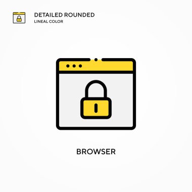 Tarayıcı vektör simgesi. Modern vektör illüstrasyon kavramları. Düzenlemesi ve kişiselleştirmesi kolay.