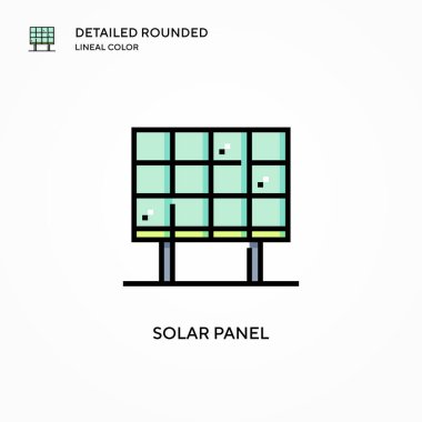 Güneş paneli vektör simgesi. Modern vektör illüstrasyon kavramları. Düzenlemesi ve kişiselleştirmesi kolay.