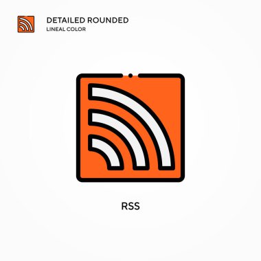Rss vektör simgesi. Modern vektör illüstrasyon kavramları. Düzenlemesi ve kişiselleştirmesi kolay.