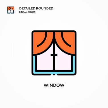 Pencere vektör simgesi. Modern vektör illüstrasyon kavramları. Düzenlemesi ve kişiselleştirmesi kolay.