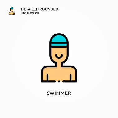 Yüzücü vektör simgesi. Modern vektör illüstrasyon kavramları. Düzenlemesi ve kişiselleştirmesi kolay.