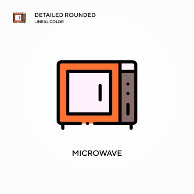 Mikrodalga vektör simgesi. Modern vektör illüstrasyon kavramları. Düzenlemesi ve kişiselleştirmesi kolay.