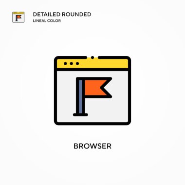 Tarayıcı vektör simgesi. Modern vektör illüstrasyon kavramları. Düzenlemesi ve kişiselleştirmesi kolay.