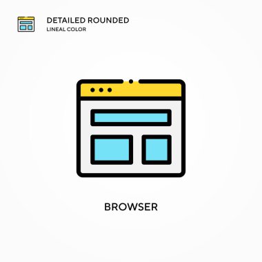 Tarayıcı vektör simgesi. Modern vektör illüstrasyon kavramları. Düzenlemesi ve kişiselleştirmesi kolay.