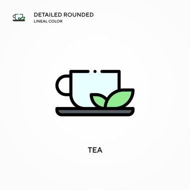 Çay vektör simgesi. Modern vektör illüstrasyon kavramları. Düzenlemesi ve kişiselleştirmesi kolay.