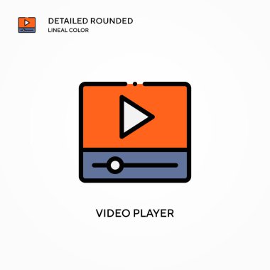 Video oynatıcı vektör simgesi. Modern vektör illüstrasyon kavramları. Düzenlemesi ve kişiselleştirmesi kolay.