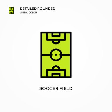 Futbol alanı vektör simgesi. Modern vektör illüstrasyon kavramları. Düzenlemesi ve kişiselleştirmesi kolay.