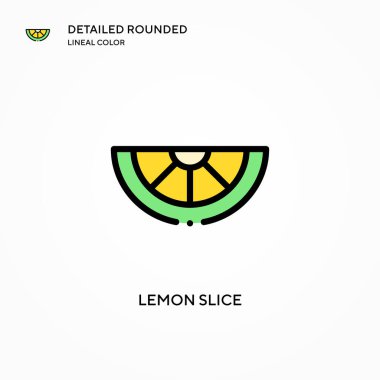 Limon dilimi vektör simgesi. Modern vektör illüstrasyon kavramları. Düzenlemesi ve kişiselleştirmesi kolay.