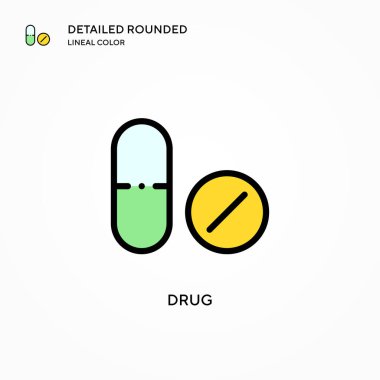 Uyuşturucu vektör ikonu. Modern vektör illüstrasyon kavramları. Düzenlemesi ve kişiselleştirmesi kolay.
