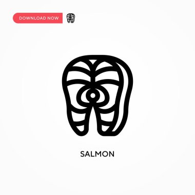 Somon balığı basit vektör simgesi. Web sitesi veya mobil uygulama için modern, basit düz vektör çizimi