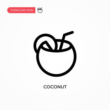 Hindistan cevizi basit vektör simgesi. Web sitesi veya mobil uygulama için modern, basit düz vektör çizimi