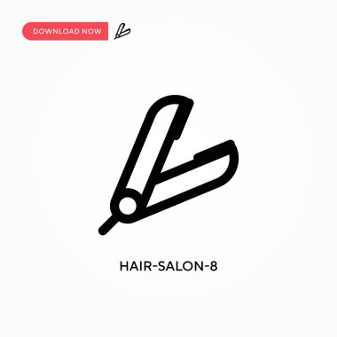 Kuaför salonu-8 basit vektör ikonu. Web sitesi veya mobil uygulama için modern, basit düz vektör çizimi