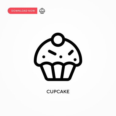 Cupcake Basit vektör simgesi. Web sitesi veya mobil uygulama için modern, basit düz vektör çizimi
