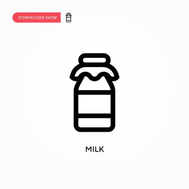 Süt Basit vektör simgesi. Web sitesi veya mobil uygulama için modern, basit düz vektör çizimi