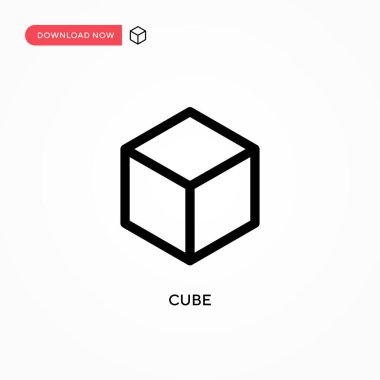 Küp Basit vektör simgesi. Web sitesi veya mobil uygulama için modern, basit düz vektör çizimi