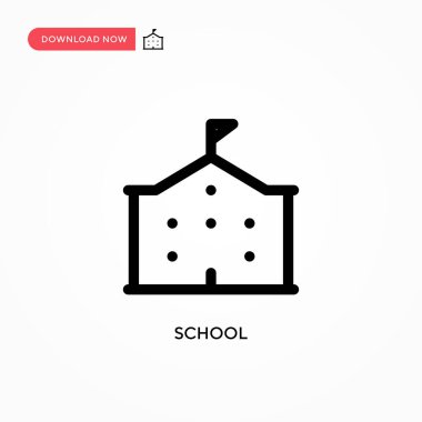 Okulun basit vektör simgesi. Web sitesi veya mobil uygulama için modern, basit düz vektör çizimi