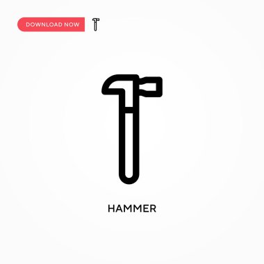 Hammer Basit vektör simgesi. Web sitesi veya mobil uygulama için modern, basit düz vektör çizimi