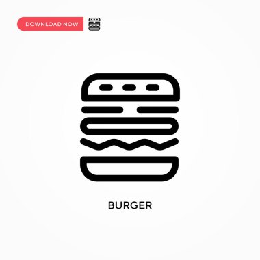 Burger Basit vektör simgesi. Web sitesi veya mobil uygulama için modern, basit düz vektör çizimi
