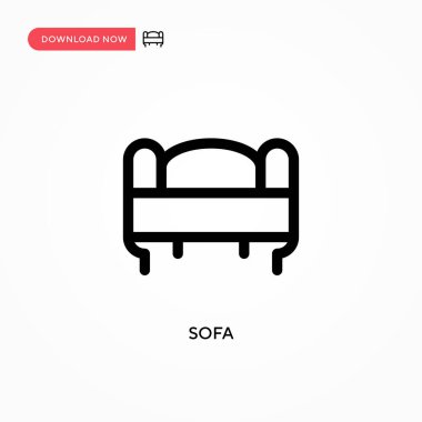 Sofa Basit vektör simgesi. Web sitesi veya mobil uygulama için modern, basit düz vektör çizimi