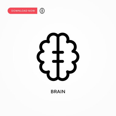 Beyin Basit vektör simgesi. Web sitesi veya mobil uygulama için modern, basit düz vektör çizimi