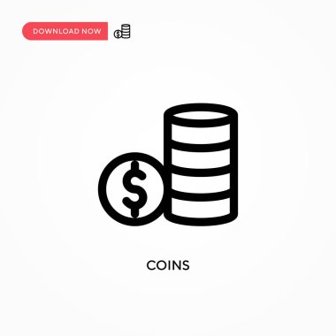 Sikkeler basit vektör simgesi. Web sitesi veya mobil uygulama için modern, basit düz vektör çizimi