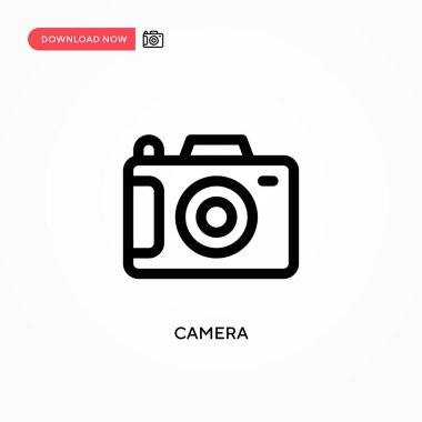 Kamera basit vektör simgesi. Web sitesi veya mobil uygulama için modern, basit düz vektör çizimi