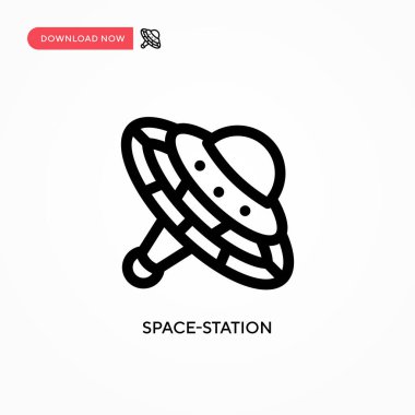 Uzay istasyonu basit vektör simgesi. Web sitesi veya mobil uygulama için modern, basit düz vektör çizimi
