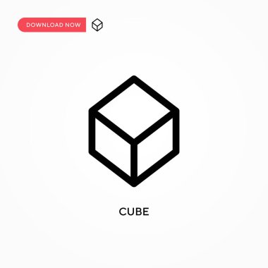 Küp Basit vektör simgesi. Web sitesi veya mobil uygulama için modern, basit düz vektör çizimi