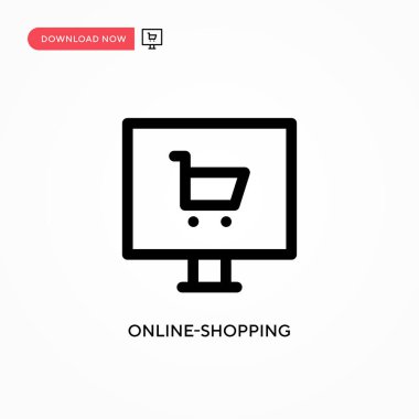 Çevrimiçi alışveriş basit vektör simgesi. Web sitesi veya mobil uygulama için modern, basit düz vektör çizimi