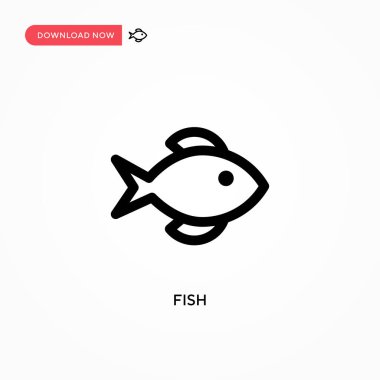 Fish Simple vektör simgesi. Web sitesi veya mobil uygulama için modern, basit düz vektör çizimi