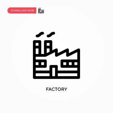 Fabrika Basit vektör simgesi. Web sitesi veya mobil uygulama için modern, basit düz vektör çizimi