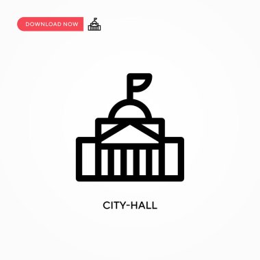 Belediye binası basit vektör simgesi. Web sitesi veya mobil uygulama için modern, basit düz vektör çizimi