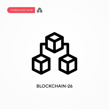 Blokchain-26 Basit vektör simgesi. Web sitesi veya mobil uygulama için modern, basit düz vektör çizimi