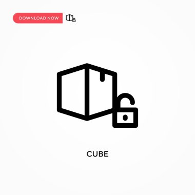 Küp Basit vektör simgesi. Web sitesi veya mobil uygulama için modern, basit düz vektör çizimi