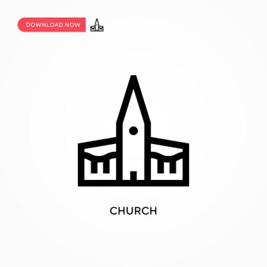 Kilise basit vektör ikonu. Web sitesi veya mobil uygulama için modern, basit düz vektör çizimi