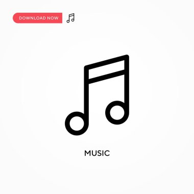 Müzik basit vektör simgesi. Web sitesi veya mobil uygulama için modern, basit düz vektör çizimi
