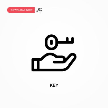 Anahtar Basit vektör simgesi. Web sitesi veya mobil uygulama için modern, basit düz vektör çizimi