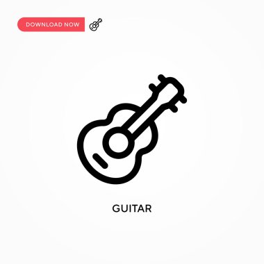 Gitar basit vektör simgesi. Web sitesi veya mobil uygulama için modern, basit düz vektör çizimi