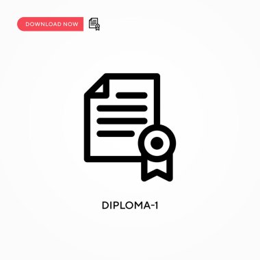 Diploma-1 basit vektör simgesi. Web sitesi veya mobil uygulama için modern, basit düz vektör çizimi