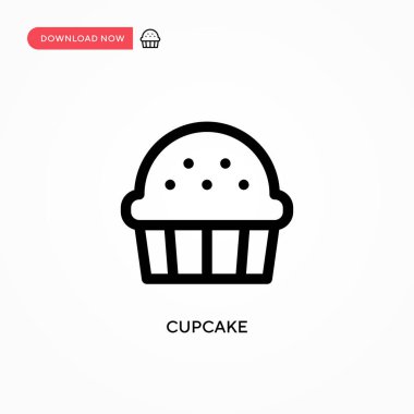 Cupcake Basit vektör simgesi. Web sitesi veya mobil uygulama için modern, basit düz vektör çizimi