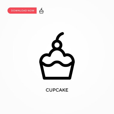 Cupcake Basit vektör simgesi. Web sitesi veya mobil uygulama için modern, basit düz vektör çizimi