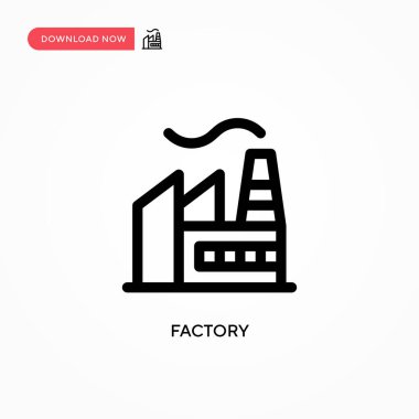 Fabrika Basit vektör simgesi. Web sitesi veya mobil uygulama için modern, basit düz vektör çizimi