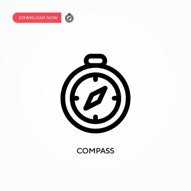 Basit vektör simgesini pusula. Web sitesi veya mobil uygulama için modern, basit düz vektör çizimi