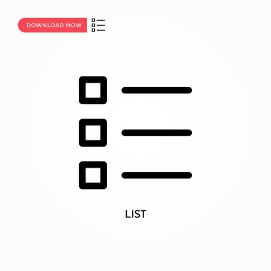 Basit vektör simgesini listele. Web sitesi veya mobil uygulama için modern, basit düz vektör çizimi