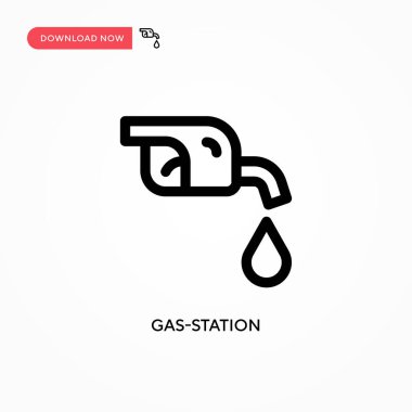 Benzin istasyonu basit vektör simgesi. Web sitesi veya mobil uygulama için modern, basit düz vektör çizimi