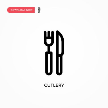 Çatal bıçak takımı basit vektör simgesi. Web sitesi veya mobil uygulama için modern, basit düz vektör çizimi